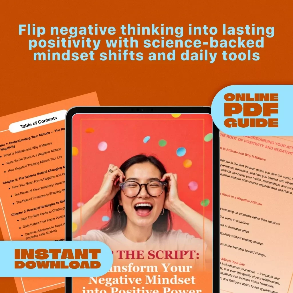 Flip the Script: Transform Your Negative Mindset into Positive Power — Digital Guide on How to Change a Negative Attitude to a Positive Attitude, eBook, Instant Download