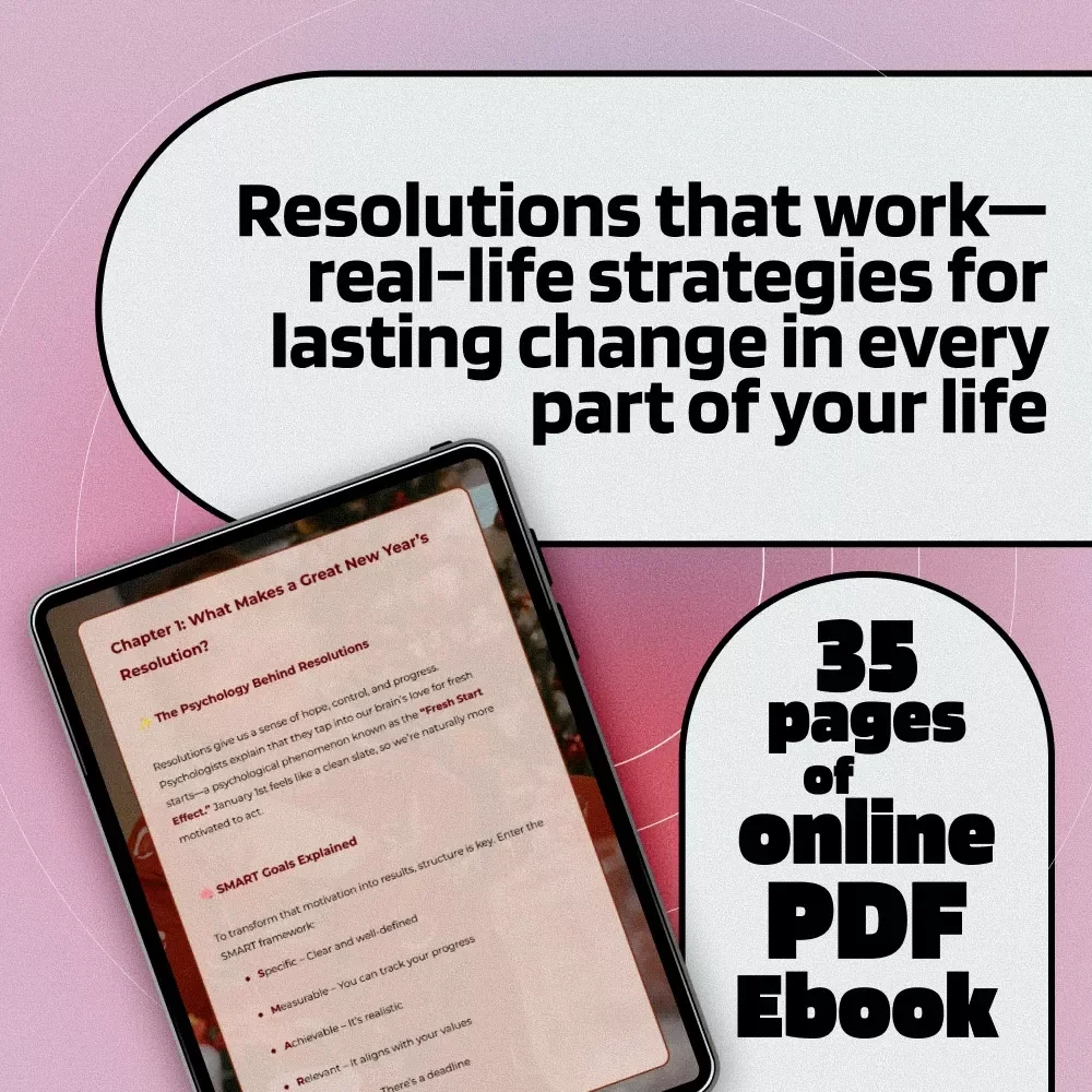 Fresh Start: Real-Life New Year Resolutions That Actually Stick | Goal Setting eBook | Examples of New Year Resolutions | Digital Download Guide