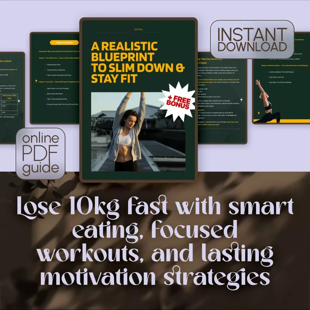 A Realistic Blueprint to Slim Down & Stay Fit | How to Lose 10kg Fast | Fat-Loss eBook & Fitness Guide PDF Download