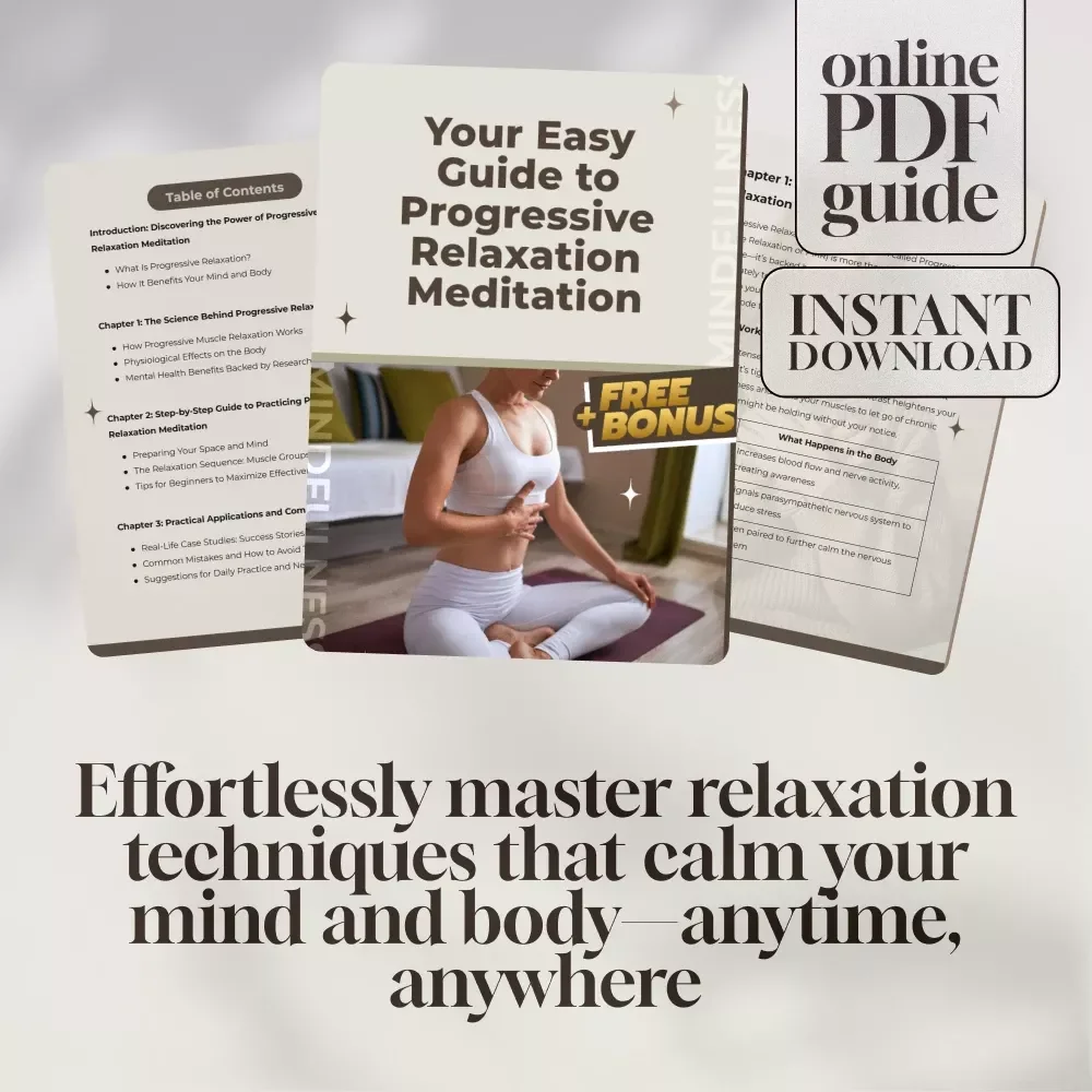 Your Easy Guide to Progressive Relaxation Meditation | Digital Download Guide for Beginners | Learn Progressive Relaxation Meditation Techniques for Stress Relief & Mind-Body Wellness