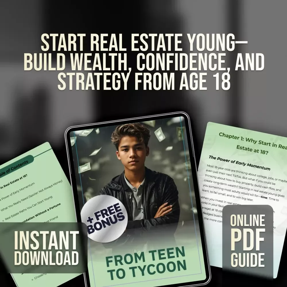 From Teen to Tycoon | How to Get Into Real Estate at 18 | Beginner Real Estate Guide for Teens & Young Adults | Digital Download