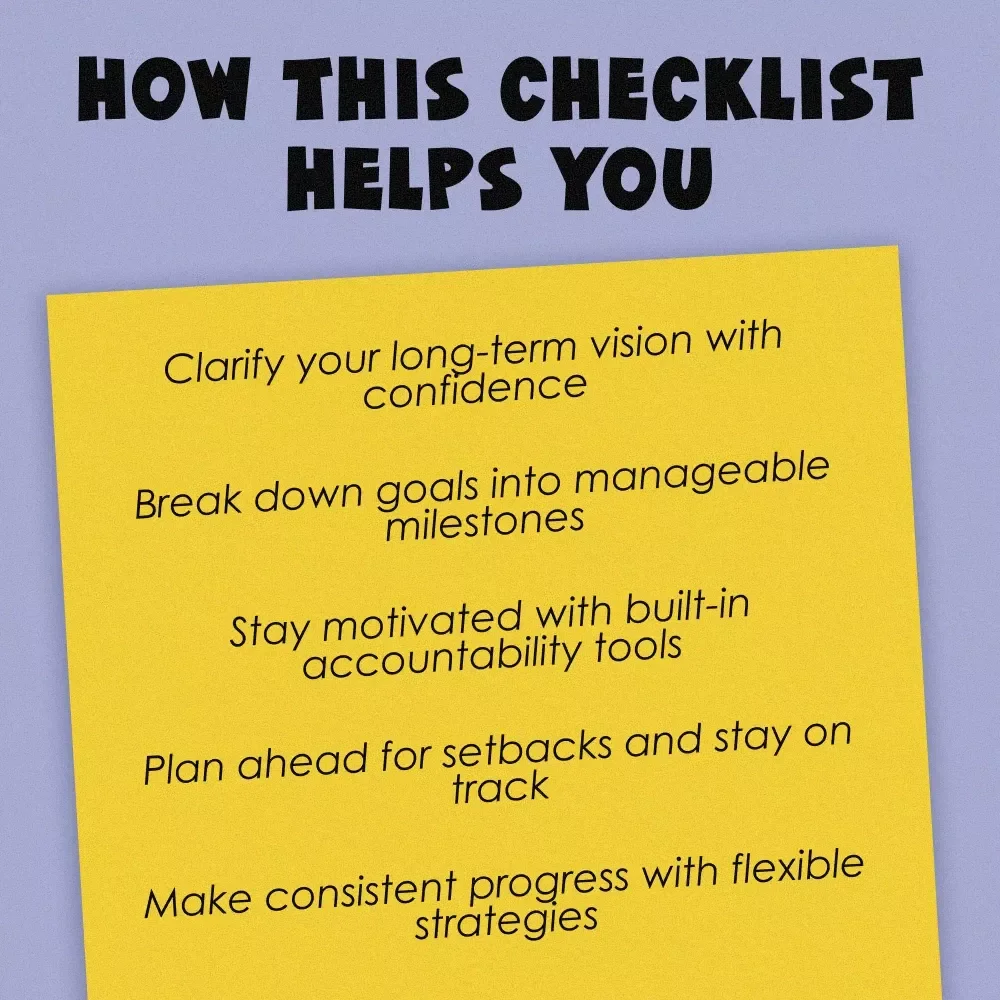 Your 5-Year Goal Success Checklist: Dream It, Plan It, Nail It! | Printable PDF Checklist for How to Set 5 Year Goals, Goal Planner, Digital Download
