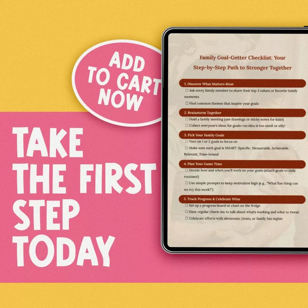 Family Goal-Getter Checklist: Your Step-by-Step Path to Stronger Together | Printable Family Goals Checklist | Examples of Family Goals PDF