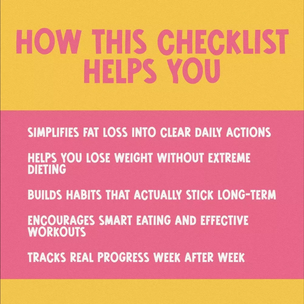 Your Step-by-Step Fat-Burning Checklist | How to Lose 10kg Fast Digital Guide, Printable Fat Loss Planner, Weight Loss Checklist
