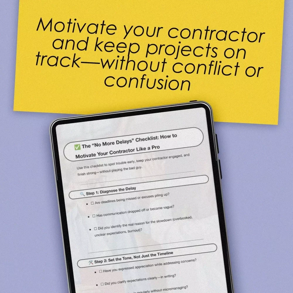 The “No More Delays” Checklist: How to Motivate Your Contractor Like a Pro | Digital Download for Homeowners | How to Motivate a Slow Contractor