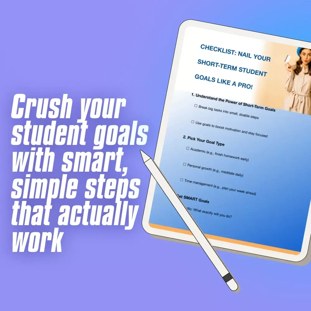 Checklist: Nail Your Short-Term Student Goals Like a Pro! | Student Goal Setting | Digital Download with Examples of Short Term Goals for Students