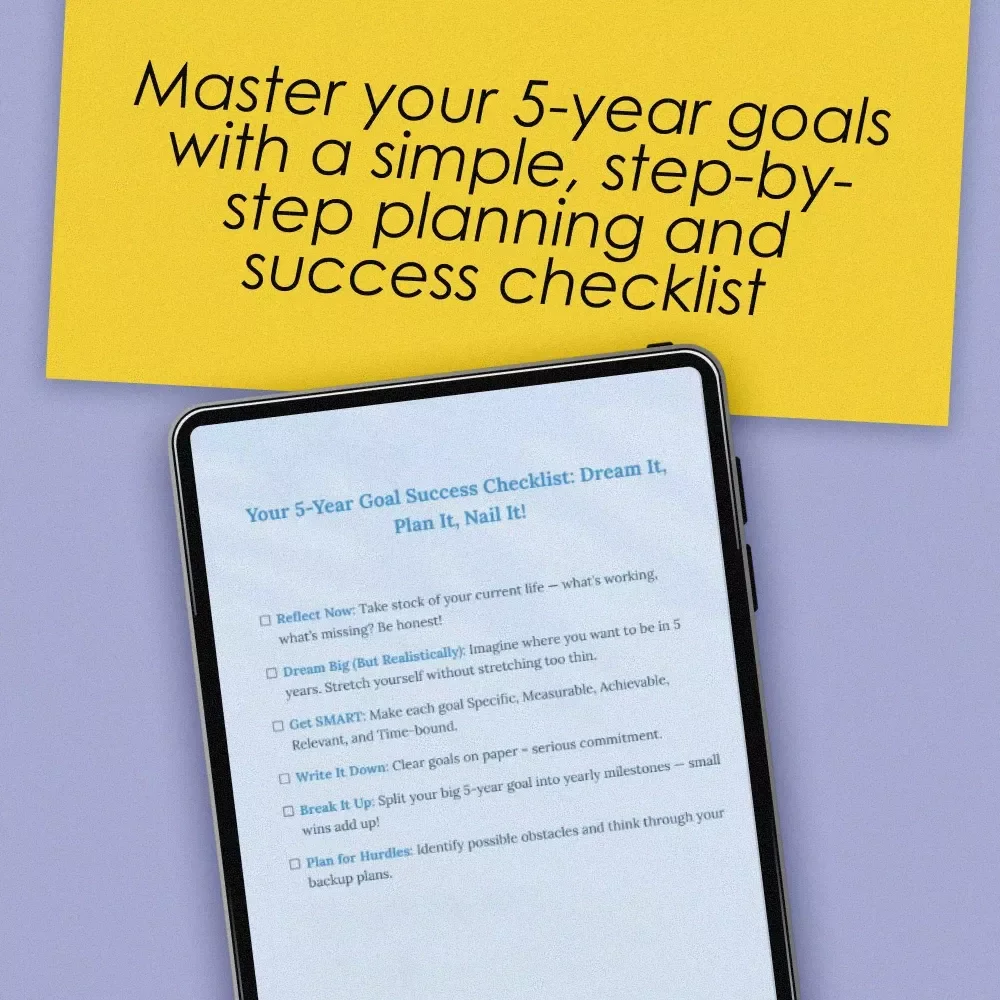 Your 5-Year Goal Success Checklist: Dream It, Plan It, Nail It! | Printable PDF Checklist for How to Set 5 Year Goals, Goal Planner, Digital Download