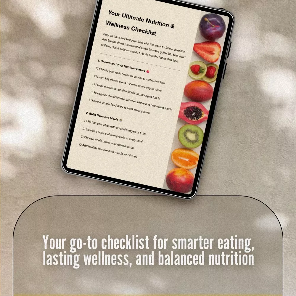 Your Ultimate Nutrition & Wellness Checklist | Diet and Nutrition Printable Guide for Healthy Eating, Wellness Planning & Meal Habits