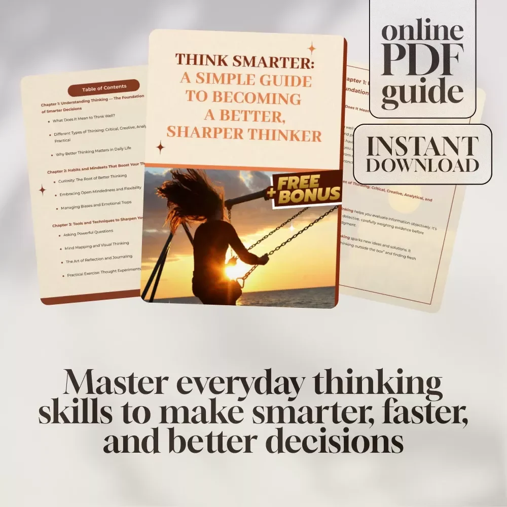 Think Smarter: A Simple Guide to Becoming a Better, Sharper Thinker | Digital Guide | How to Become a Better Thinker eBook | Mindset & Thinking Skills Checklist