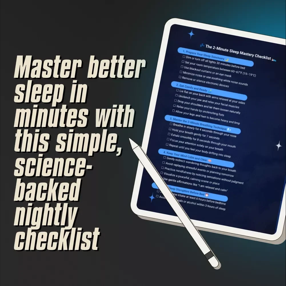 The 2-Minute Sleep Mastery Checklist – How to Fall Asleep in 2 Minutes | Digital Download for Instant Relaxation & Better Sleep