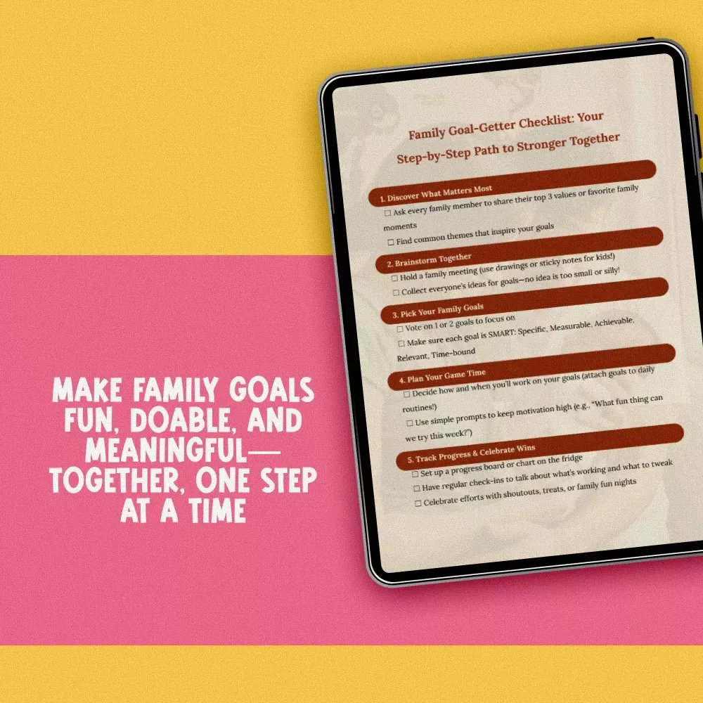 Family Goal-Getter Checklist: Your Step-by-Step Path to Stronger Together | Printable Family Goals Checklist | Examples of Family Goals PDF