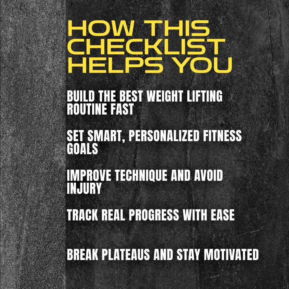 The Weight Lifting Success Checklist – Best Weight Lifting Routine for Strength, Size & Endurance | Printable Fitness Guide