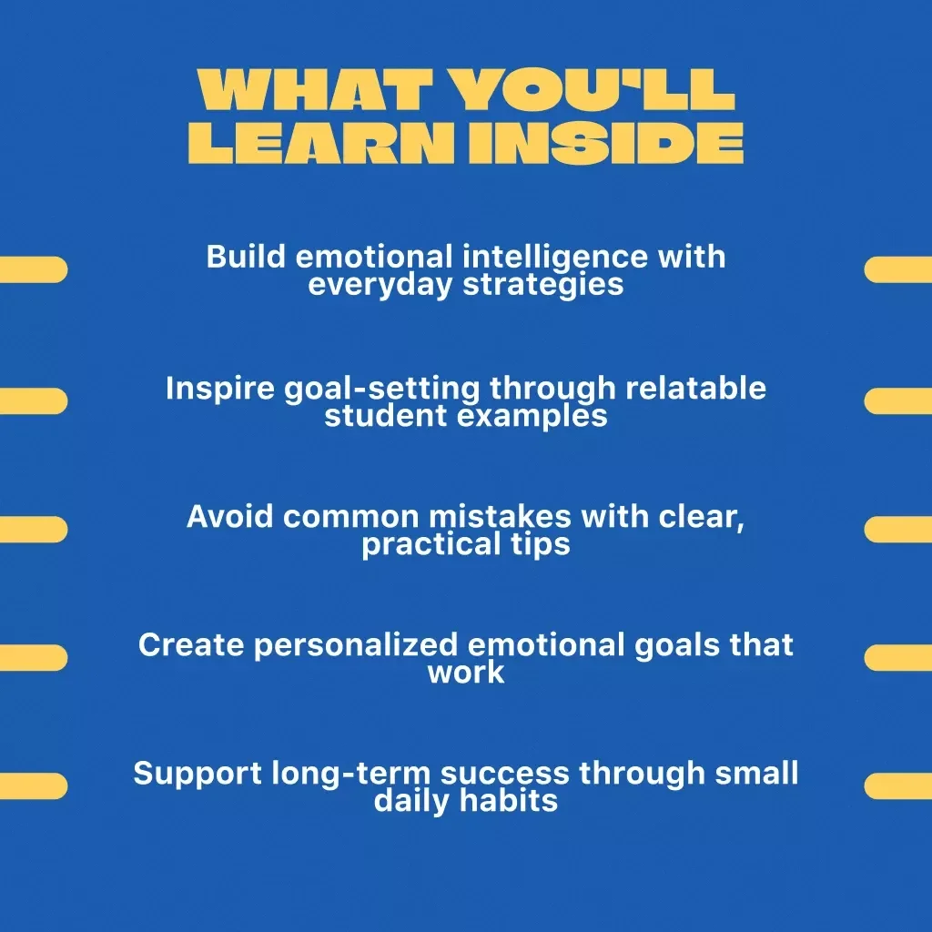 Heart Smart: Emotional Goals That Empower Students | Guide with Examples of Emotional Goals for Students | SEL Printable PDF eBook Checklist for Teachers, Parents & Counselors