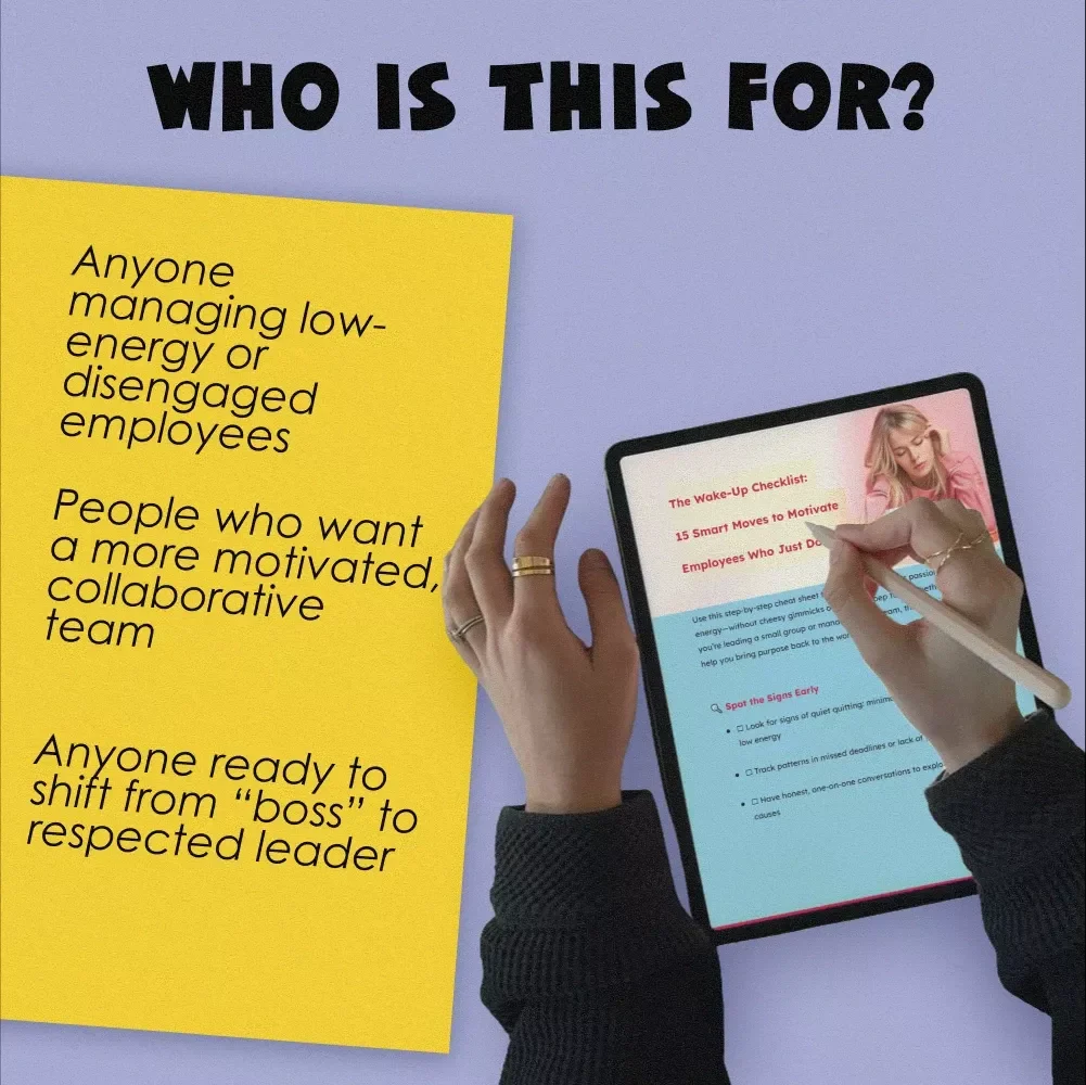 The Wake-Up Checklist: 15 Smart Moves to Motivate Employees Who Just Don’t Care – Digital Download | How to Motivate Employees Who Don’t Care Guide
