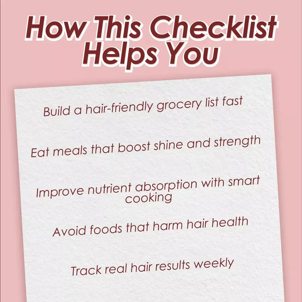 Strong Hair Starts on Your Plate Checklist | Food for Strong Hair Digital Guide | Hair Health Nutrition PDF