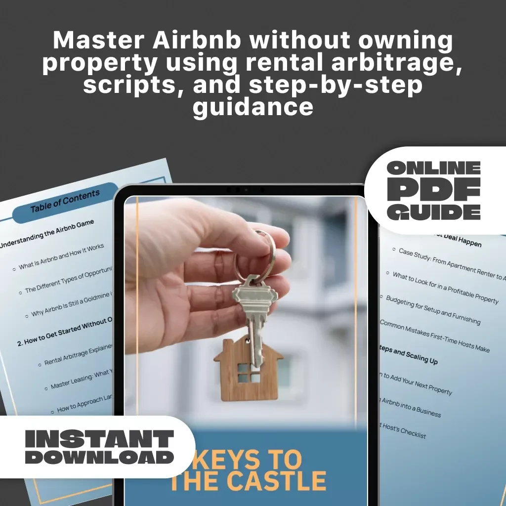 Keys to the Castle | Guide to How to Get into Airbnb Properties | Rental Arbitrage & Master Leasing Strategy | Digital Download eBook
