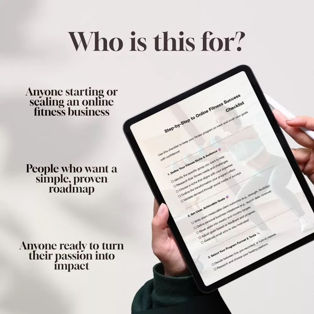 Step-by-Step to Online Fitness Success Checklist | How to Start an Online Fitness Program | Digital Download for Fitness Coaches & Trainers