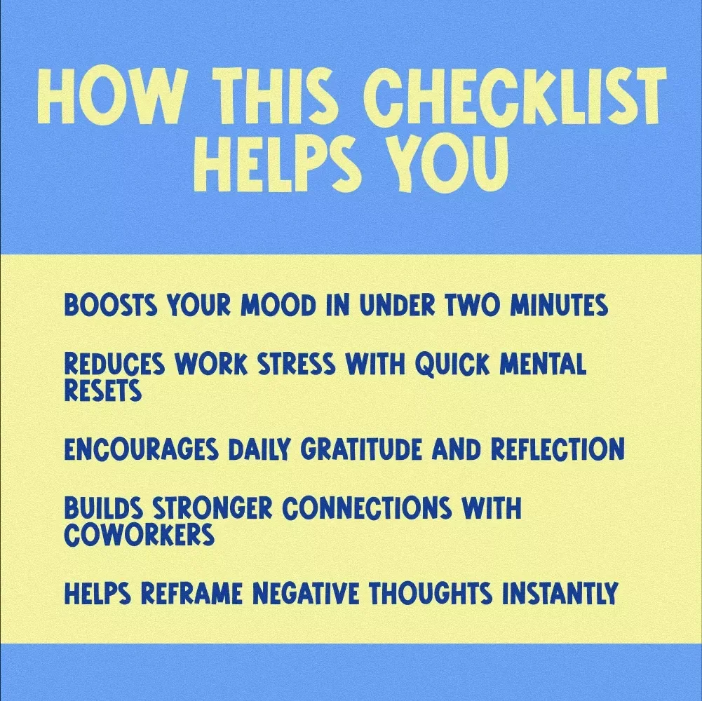 The Work-Happy Checklist: 15 Quick Wins to Boost Positivity on the Job | Digital Download for Positive Thinking at Work, Mental Wellness Checklist, How to Think Positive About Work