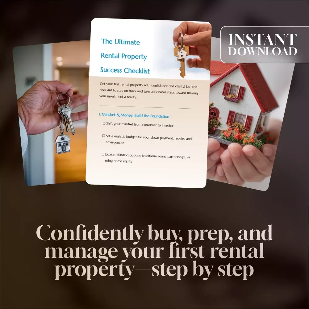 The Ultimate Rental Property Success Checklist | Digital Real Estate Guide | How to Get First Rental Property | Printable Checklist for New Investors