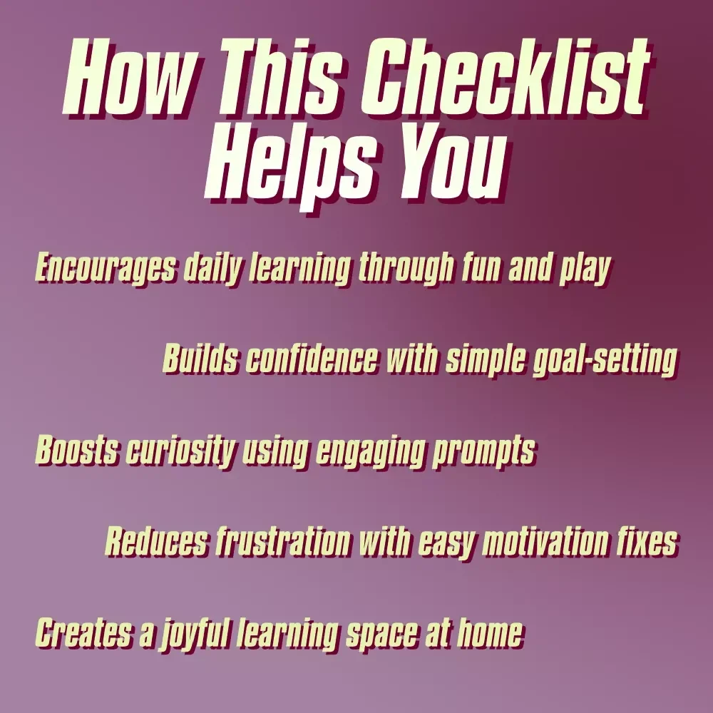 Checklist: Spark & Play — Your Preschool Motivation Power Plan! | Printable How to Motivate Preschoolers to Learn Guide | Toddler Learning PDF