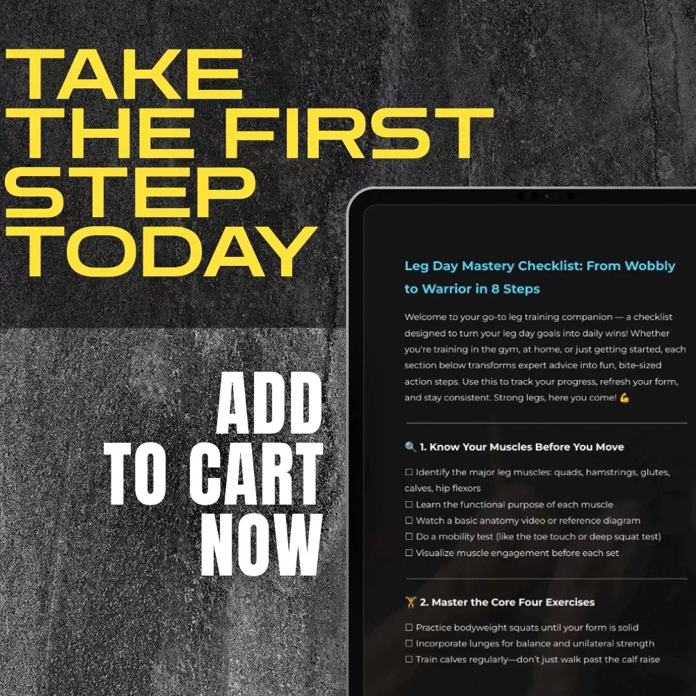 Leg Day Mastery Checklist: From Wobbly to Warrior in 8 Steps – Ultimate Leg Workout Routine Guide – Digital Download