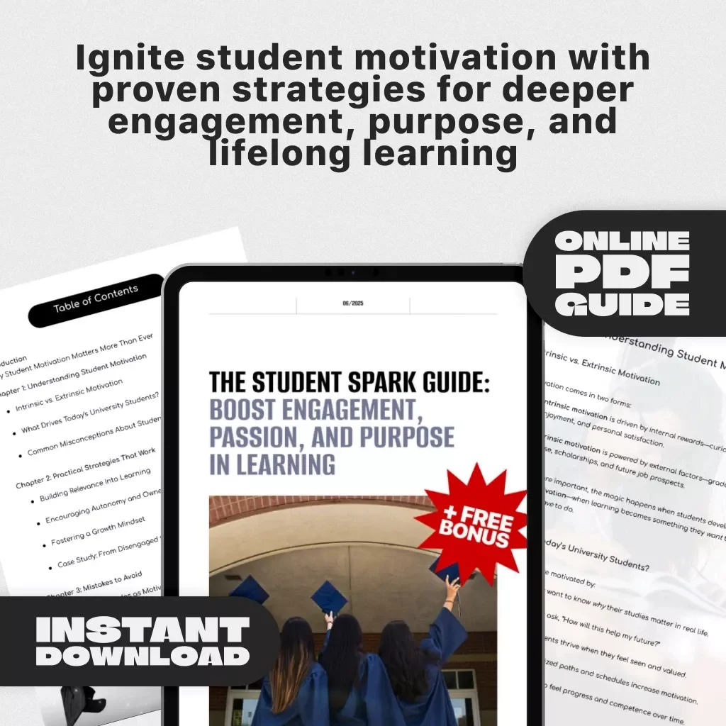 The Student Spark Guide: Boost Engagement, Passion, and Purpose in Learning | How to Motivate University Students | Digital Download Guide for Educators & Mentors