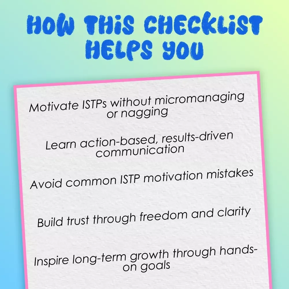 Checklist: “Charge Up Your ISTP — The Ultimate Motivation Boost Guide” | Digital Download for ISTP Personality | How to Motivate ISTP Printable PDF