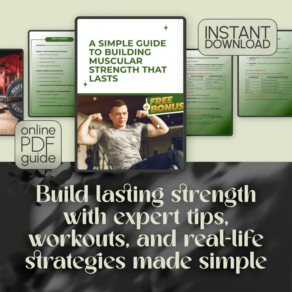 A Simple Guide to Building Muscular Strength That Lasts | Digital Muscular Strength Workout Guide, Strength Training Plan eBook, Fitness Checklist PDF