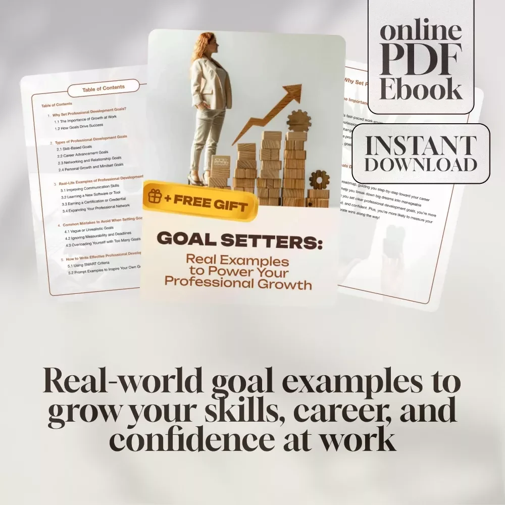 Goal Setters: Real Examples to Power Your Professional Growth | eBook for Career Success | Examples of Professional Development Goals | Digital Download Guide