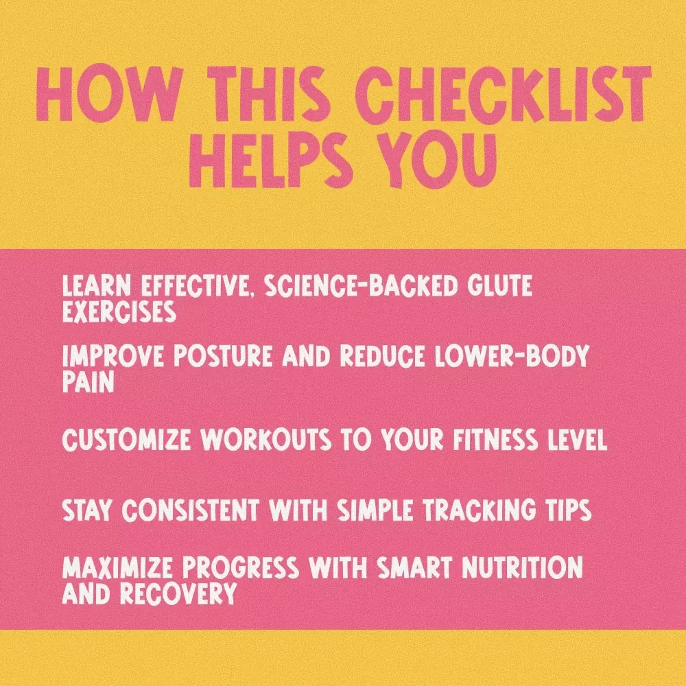 Booty-Boosting Success Checklist: Your Glute Growth Game Plan | Butt Workout Routine Checklist for Glute Gains, Home or Gym Fitness, Digital Download PDF