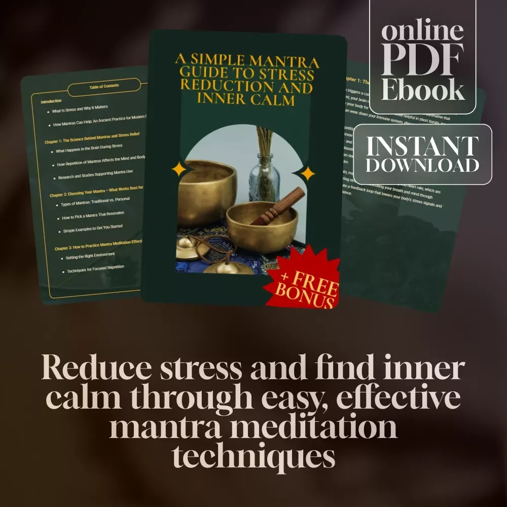 A Simple Mantra Guide to Stress Reduction and Inner Calm | eBook for Mantra Stress Reduction & Meditation Practice | Digital Download for Mindfulness