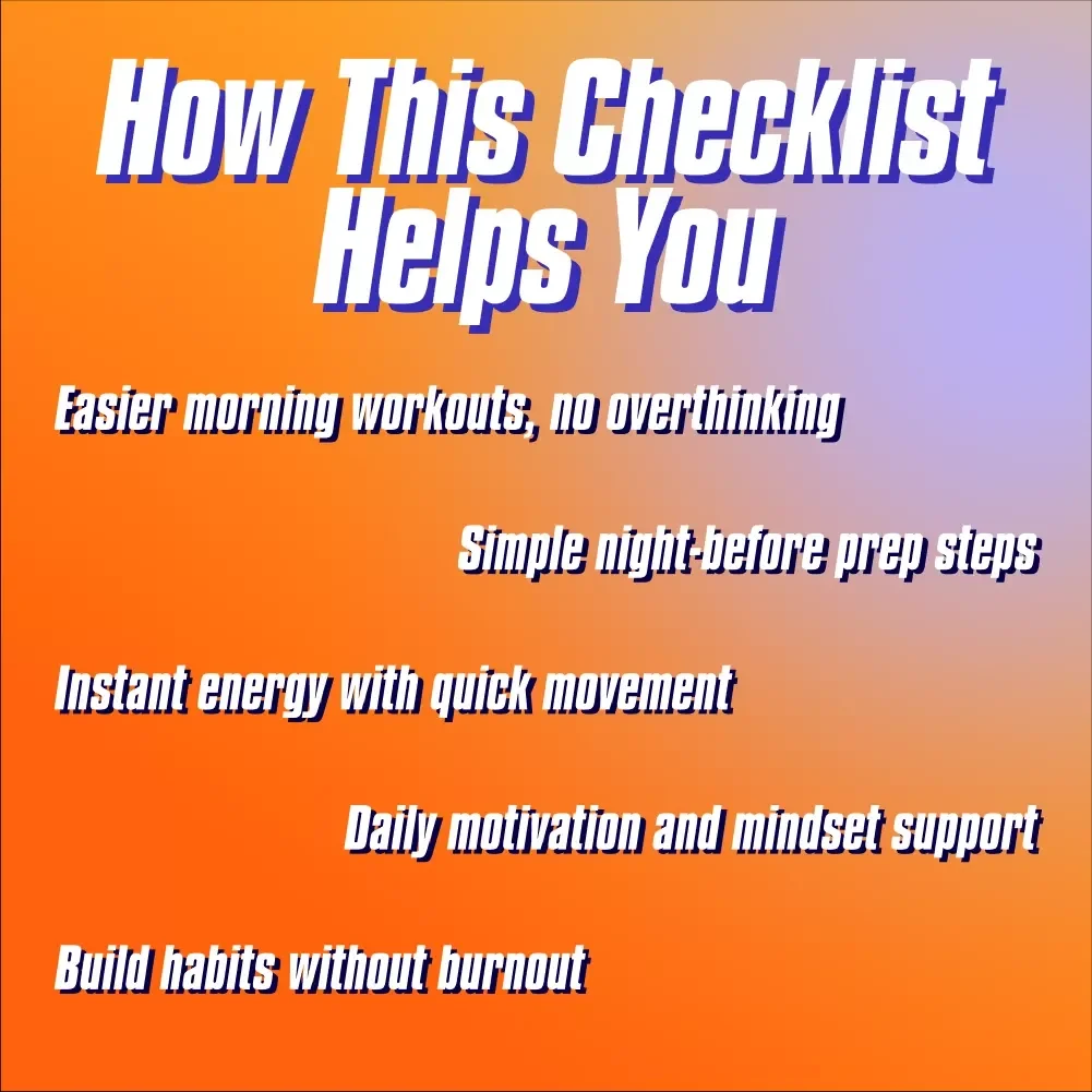 Morning Mojo Checklist: Your No-Fail Formula for Fitness First Thing | Digital Download for How to Motivate Yourself to Exercise in the Morning