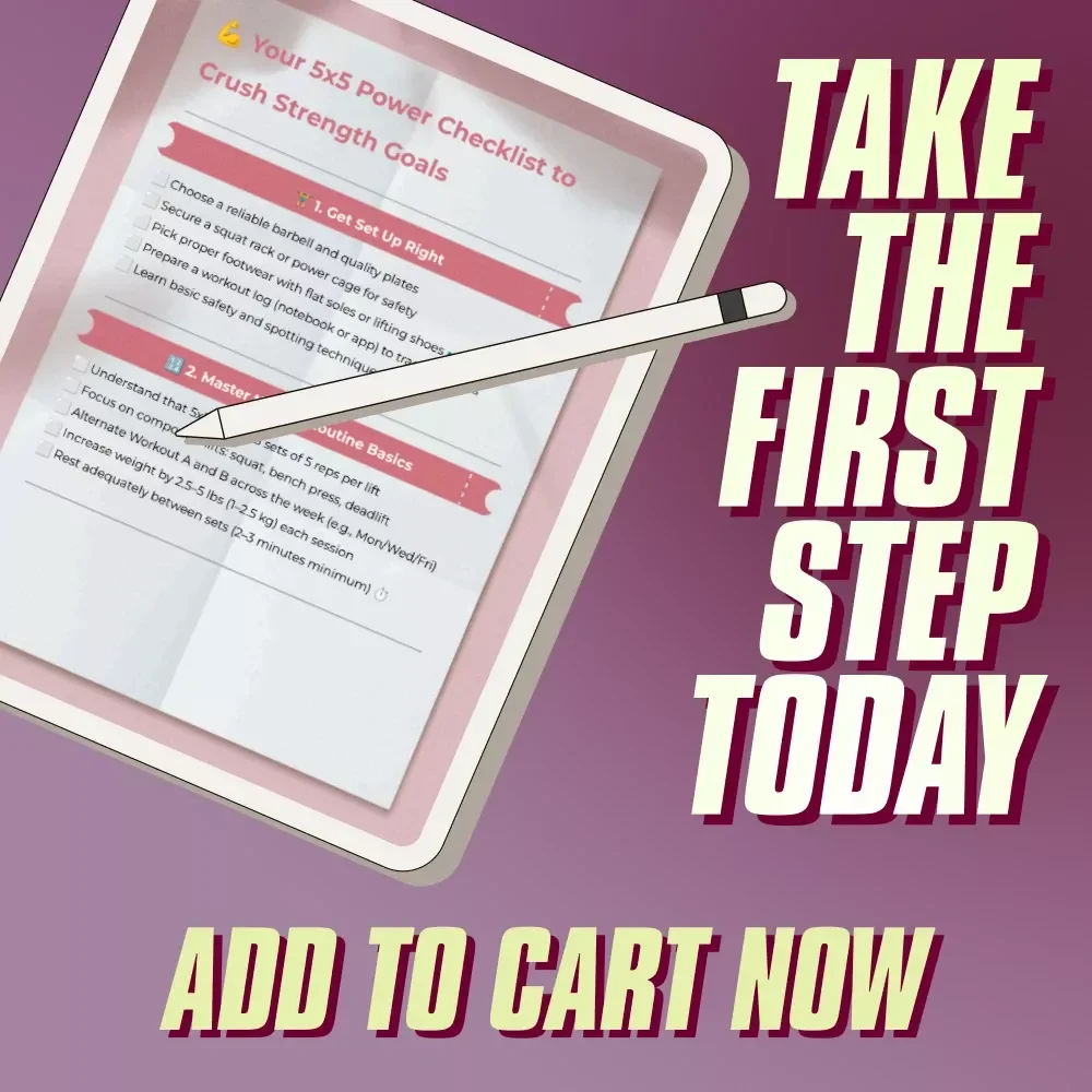 Your 5x5 Power Checklist to Crush Strength Goals | 5x5 Workout Routine | Strength Training Digital Download