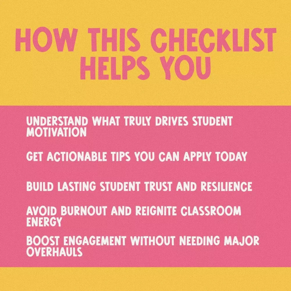 The Student Spark Checklist: 15 Ways to Motivate University Minds | Digital Download for How to Motivate University Students, eBook PDF for Teachers & Professors