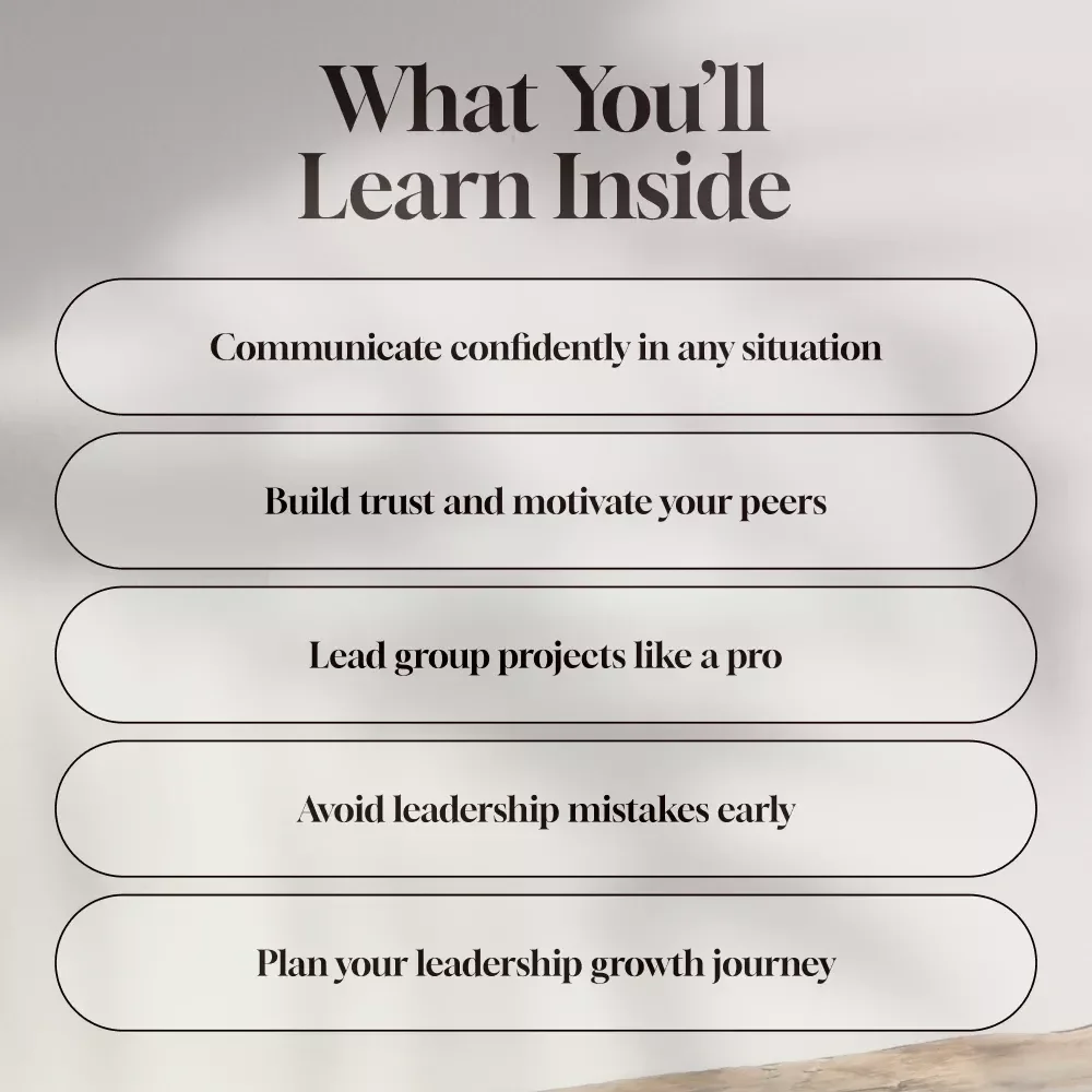 Lead the Way: A Student’s Ultimate Guide to Building Powerful Leadership Skills — How to Improve Leadership Skills as a Student | Digital Download PDF Guide, eBook, Checklist