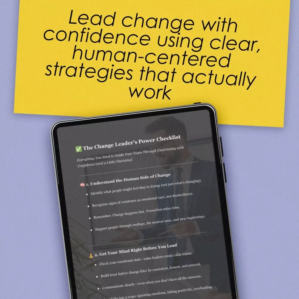 The Change Leader’s Power Checklist | How to Lead People Through Change | Digital Download Leadership Guide for Managers, HR & Team Leads