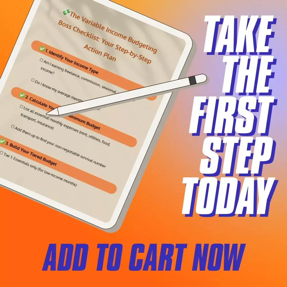 The Variable Income Budgeting Boss Checklist: Your Step-by-Step Action Plan | How to Budget with Variable Income | Digital Download PDF