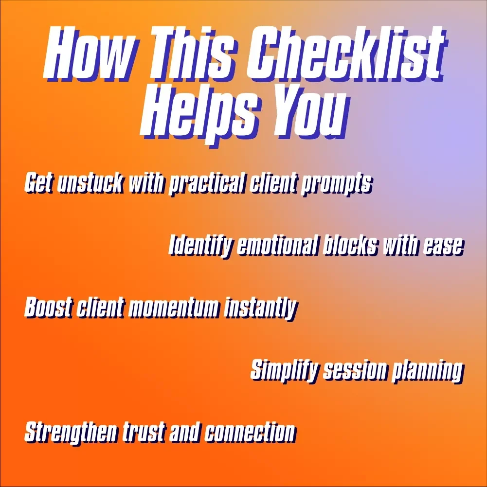 From Stuck to Sparked: The Ultimate Client Motivation Checklist | How to Motivate Unmotivated Clients | Therapy Tool for Coaches & Counselors