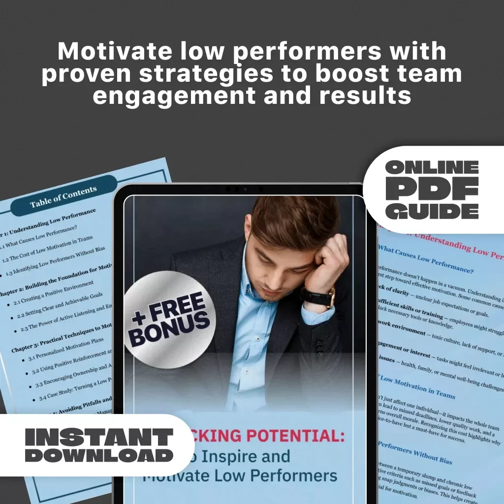 Unlocking Potential: How to Inspire and Motivate Low Performers – Digital Guide for Leaders, Managers & Teams | How to Motivate Low Performers PDF Download