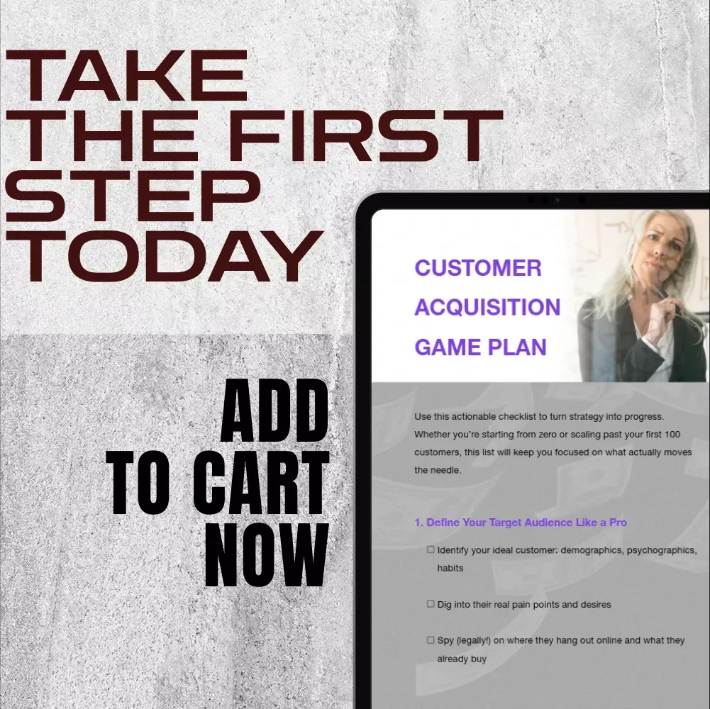 Customer Acquisition Game Plan Checklist for Startups – Digital Download Guide for Customer Growth Strategy