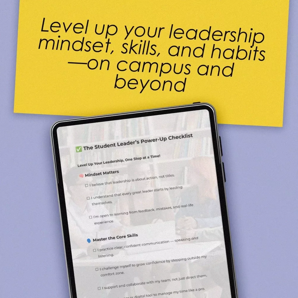 The Student Leader’s Power-Up Checklist | How to Improve Leadership Skills as a Student | Printable PDF Guide & Digital Download