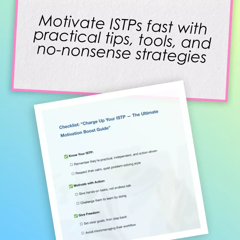 Checklist: “Charge Up Your ISTP — The Ultimate Motivation Boost Guide” | Digital Download for ISTP Personality | How to Motivate ISTP Printable PDF
