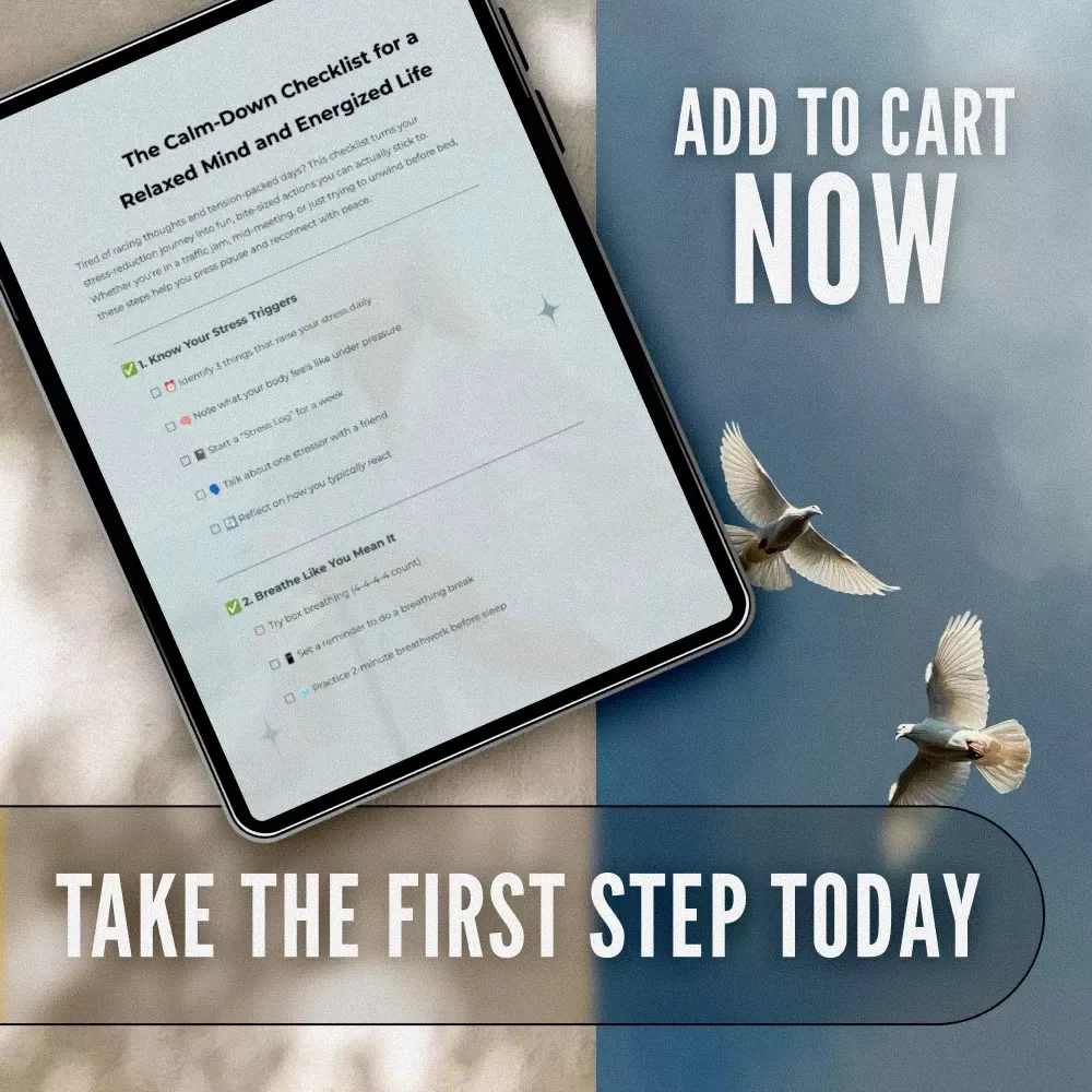 The Calm-Down Checklist for a Relaxed Mind and Energized Life | Printable Ways to Relax Your Mind | Digital Self-Care Mental Health Download