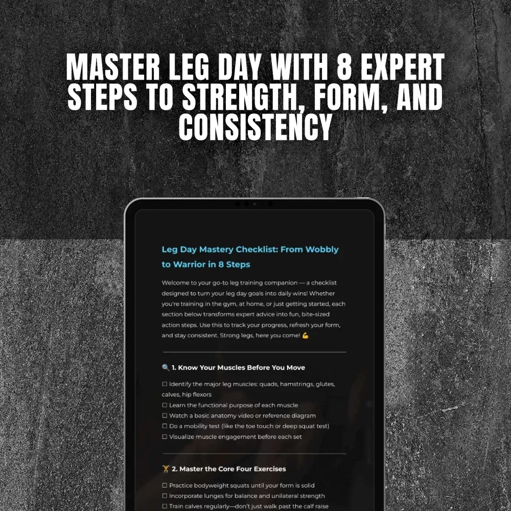 Leg Day Mastery Checklist: From Wobbly to Warrior in 8 Steps – Ultimate Leg Workout Routine Guide – Digital Download