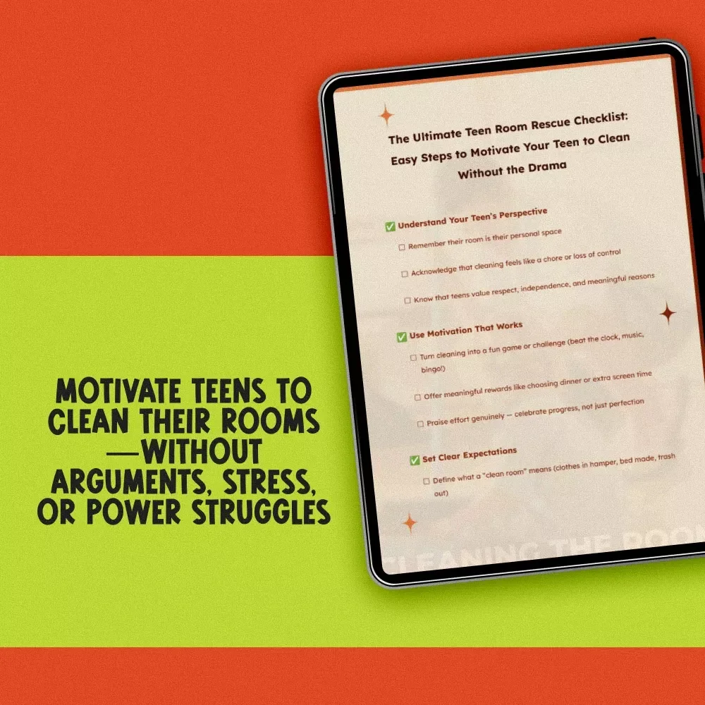 The Ultimate Teen Room Rescue Checklist: Easy Steps to Motivate Your Teen to Clean Without the Drama | Printable Teen Cleaning Guide | How to Motivate a Teenager to Clean Their Room