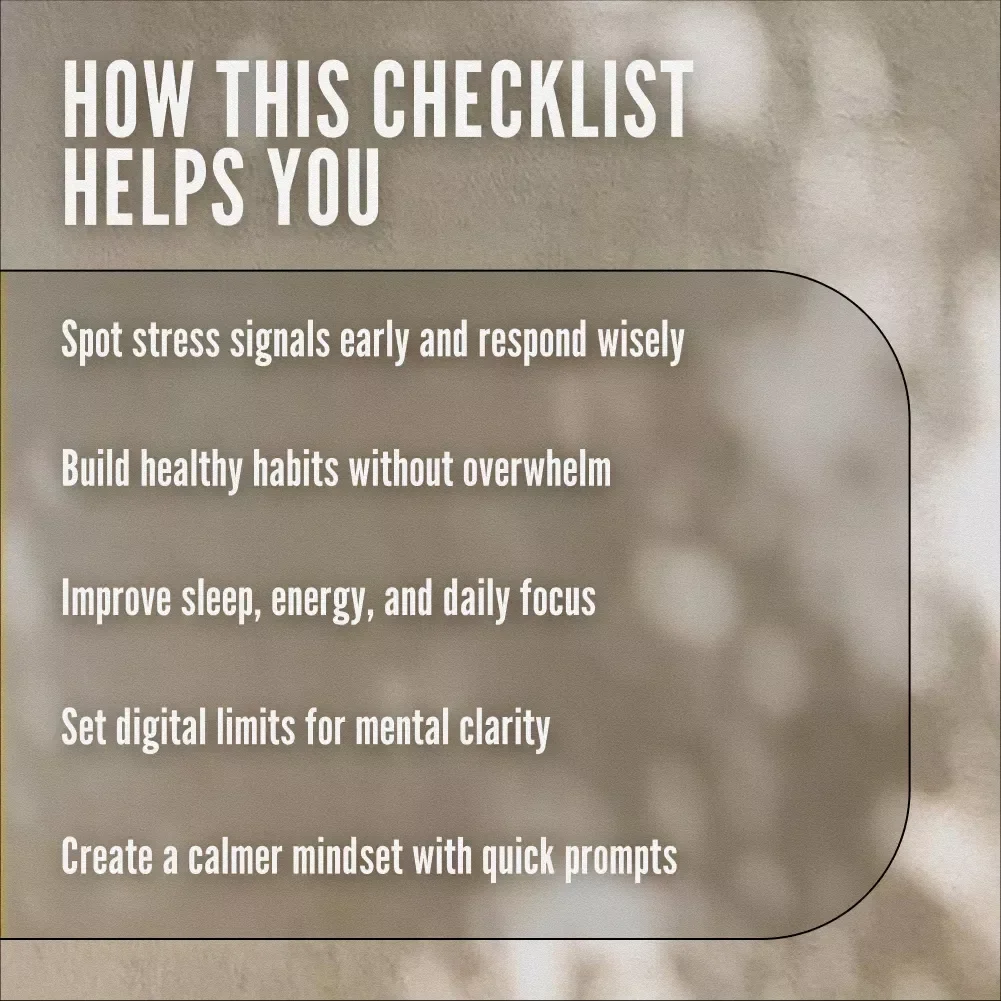 Your Stress-Busting Calm & Clear Checklist | Digital Health and Stress Reduction Strategies PDF