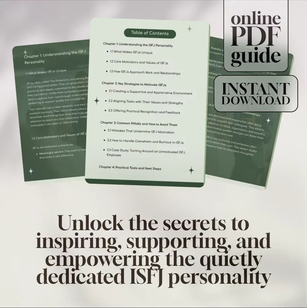 Motivating the Heart of the Helper: A Practical Guide to Inspire ISFJs | How to Motivate ISFJ Personality Type | Digital Download Guide for Managers, Coaches & Teams