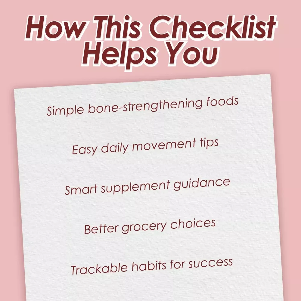 The Strong Bones, Stronger You Osteoporosis Wellness Checklist | Healthy Diet & Bone Health Digital Download