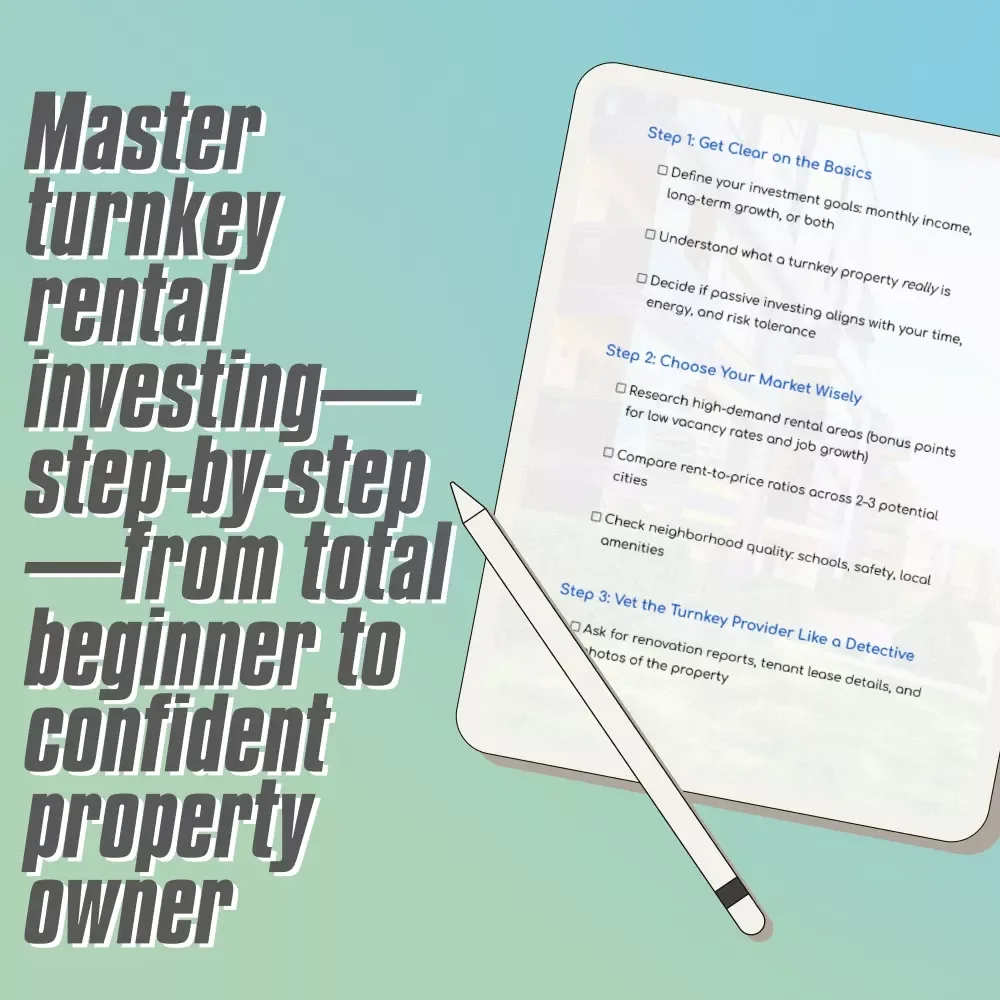 From Rookie to Rent Boss | Turnkey Rental Property Investments Checklist | Real Estate eBook & Guide for Passive Income