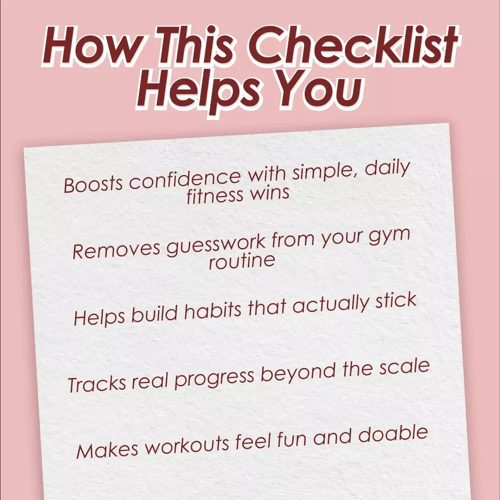 The Gym Confidence Checklist for Women – Digital Download for Beginner Gym Routine, Fitness Motivation, and Wellness Habit Tracker